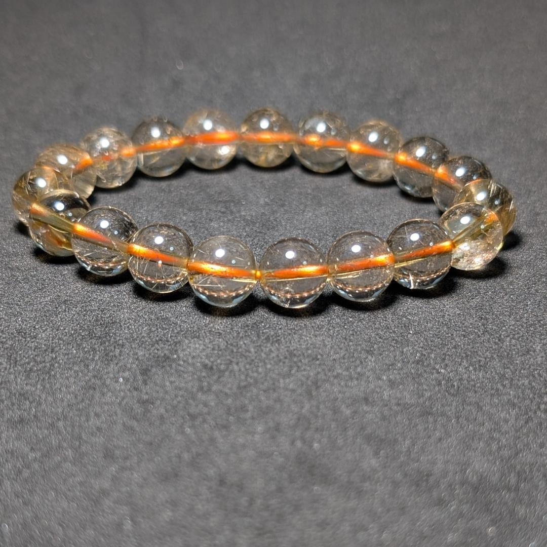 一点物 おすすめ ゴールドルチル ブレスレット 10ミリ 虹入り水晶 最強天然石