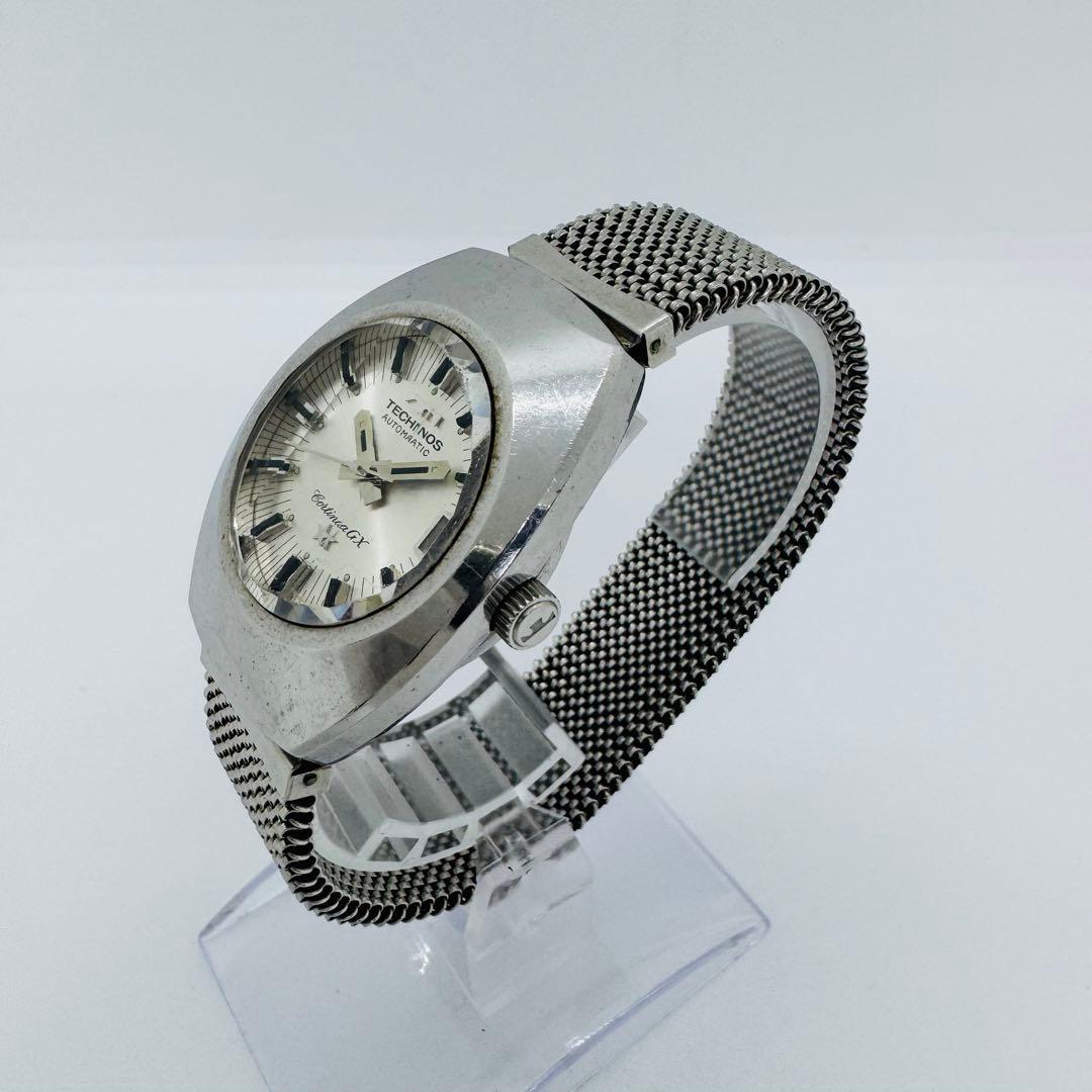 ✨TECHNOS✨テクノス✨デイト✨シルバー文字盤✨ヴィンテージ✨腕時計✨