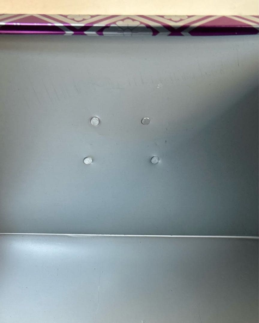 レア 美品 昭和 レトロ ブリキ 収納箱 2個セット 紫 菱柄 留め具付き