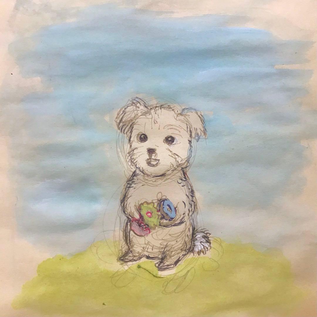 mameページ　たんぽぽ畑のイヌ　ピンクのカピバラ