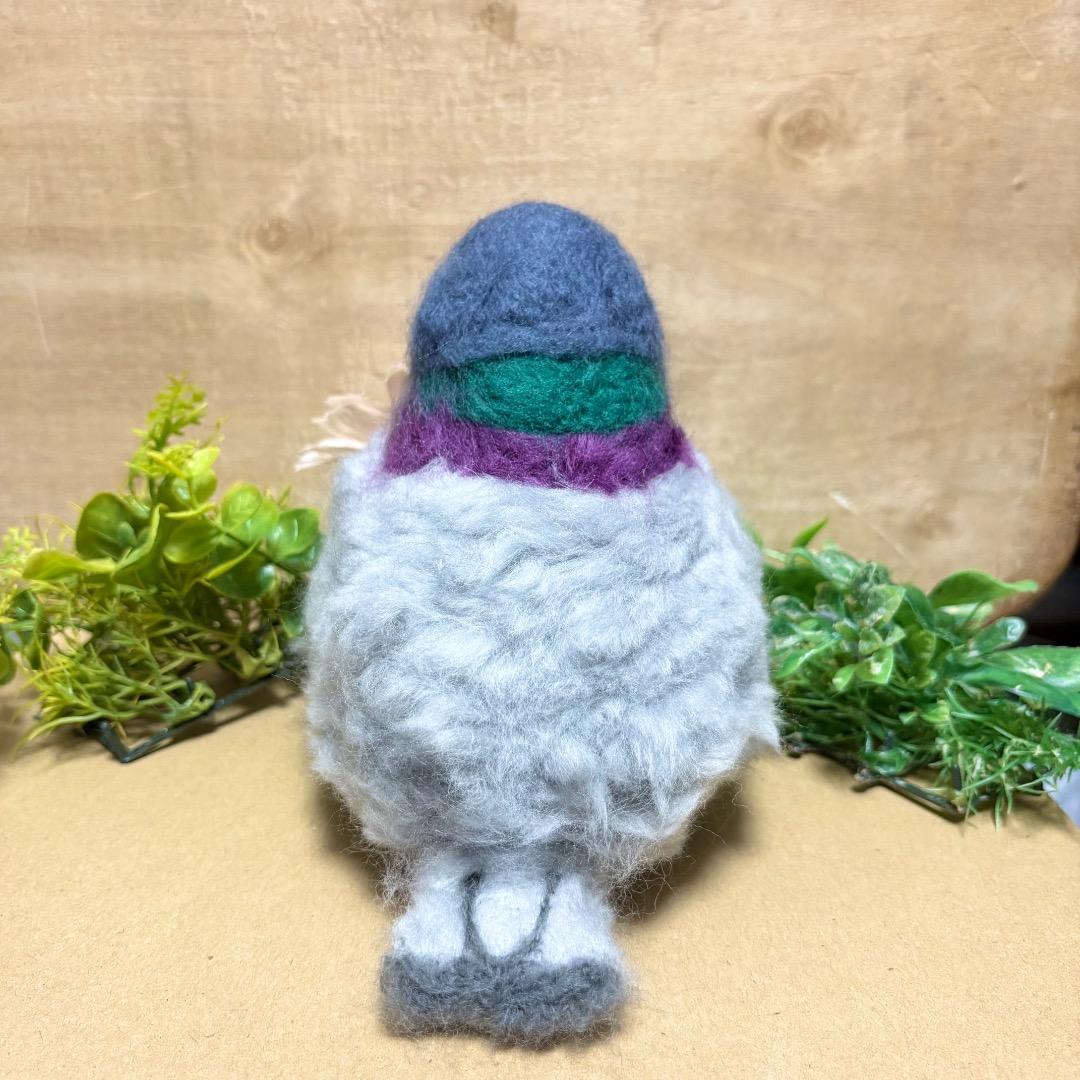 羊毛フェルト愛の告白をするブクブク鳩【ハンドメイド