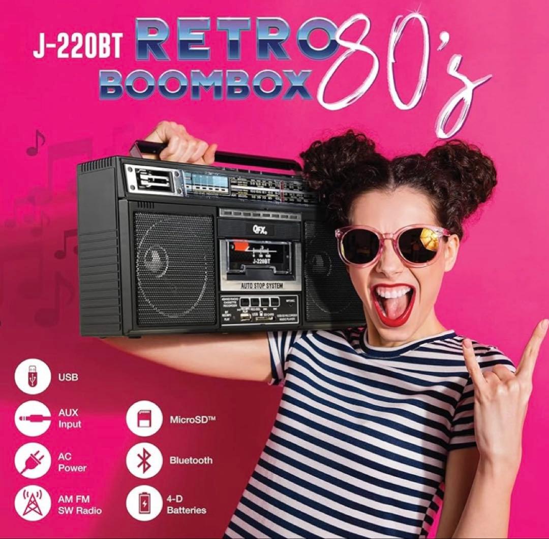 90年代 QFX J-220BT レトロカセットレコーダープレーヤー ラジカセ