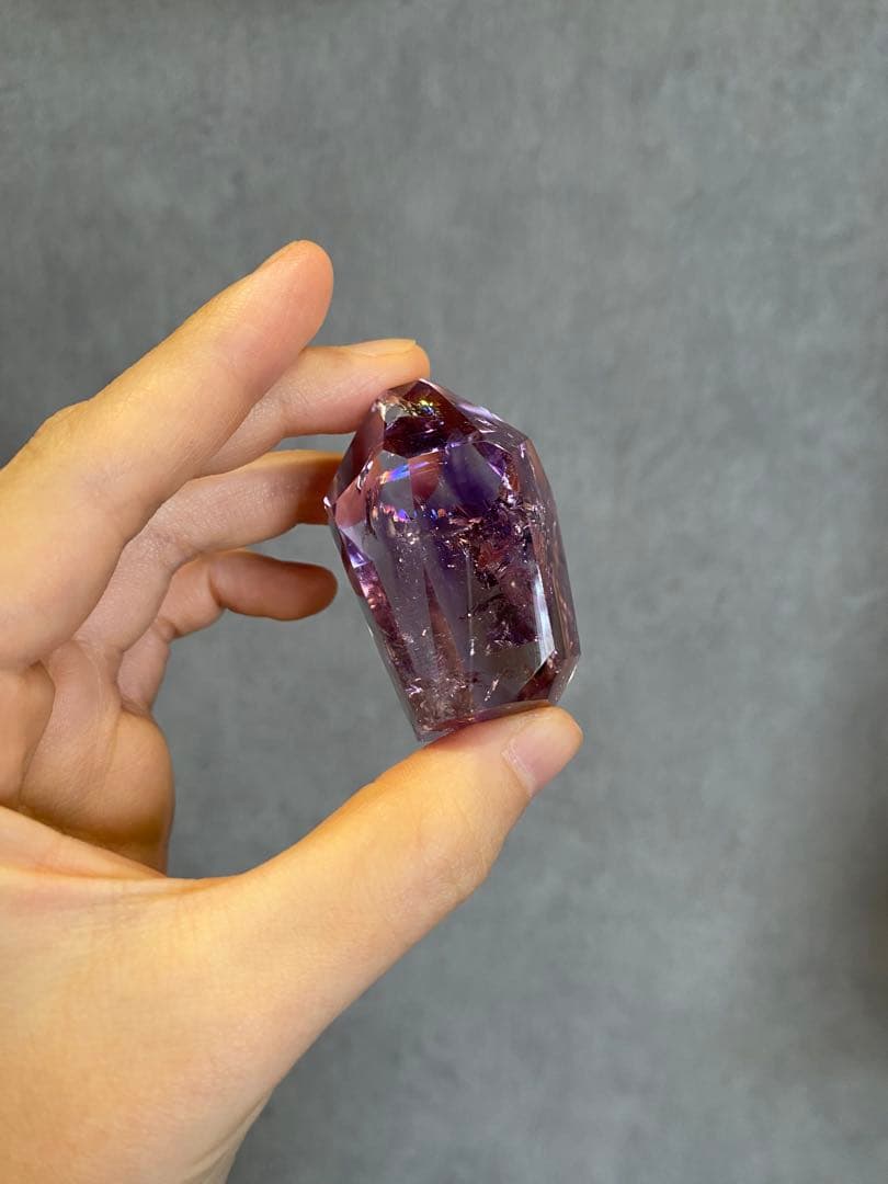 アメジスト　アメトリン　パワーストーン　置物 虹　高透明
