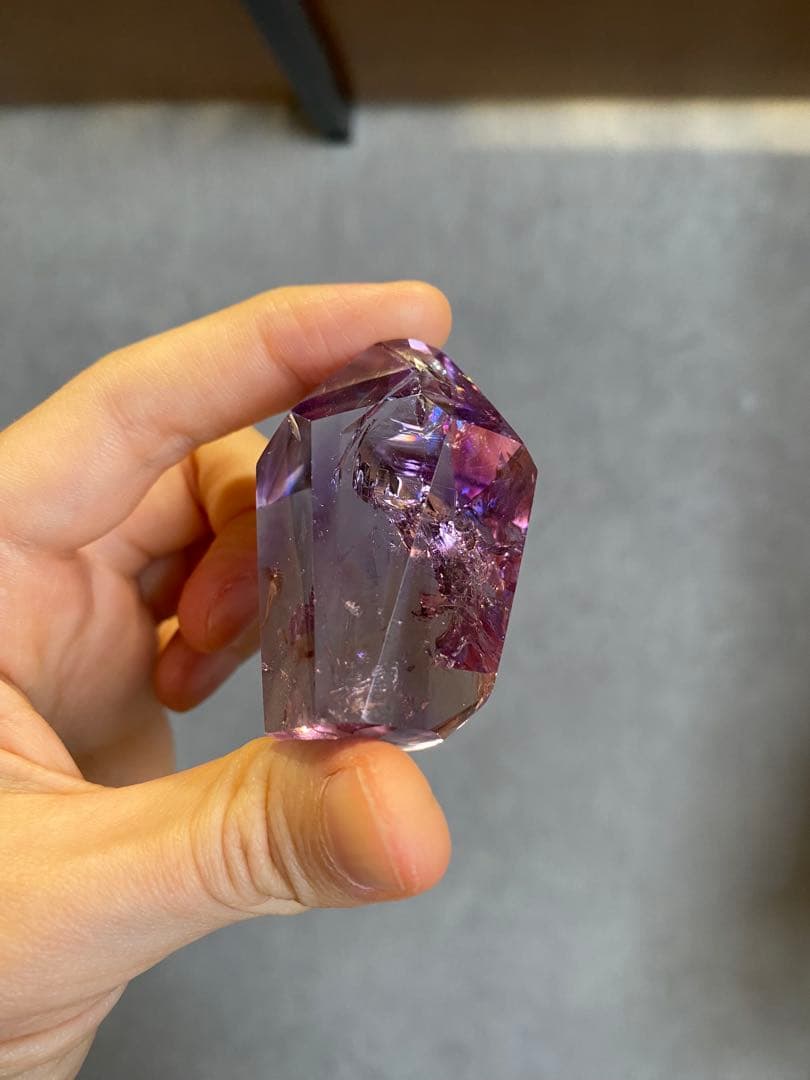 アメジスト　アメトリン　パワーストーン　置物 虹　高透明