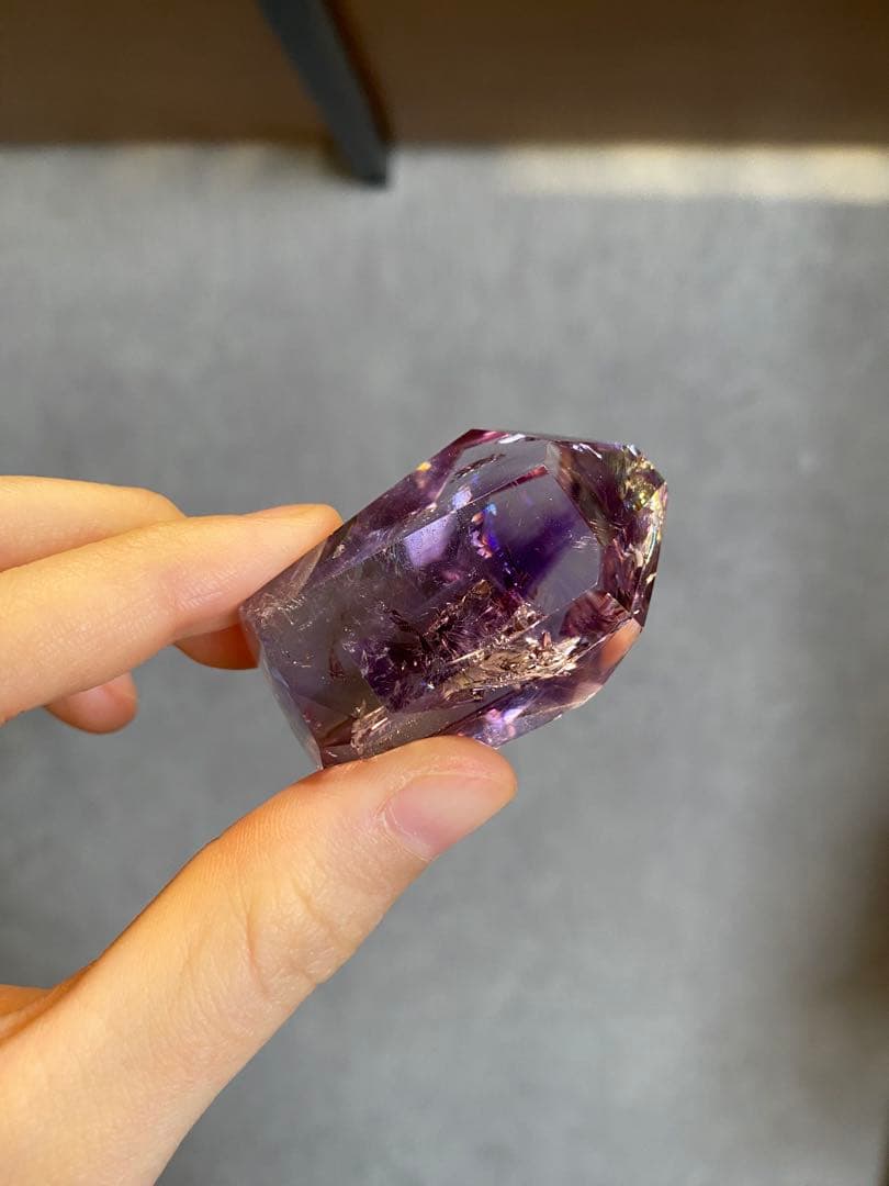 アメジスト　アメトリン　パワーストーン　置物 虹　高透明