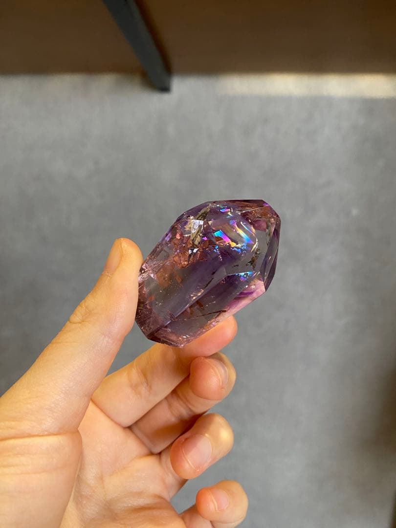 アメジスト　アメトリン　パワーストーン　置物 虹　高透明
