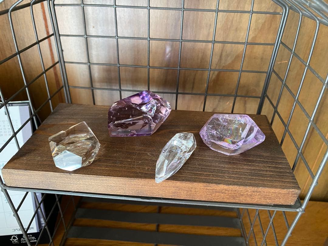 アメジスト　アメトリン　パワーストーン　置物 虹　高透明