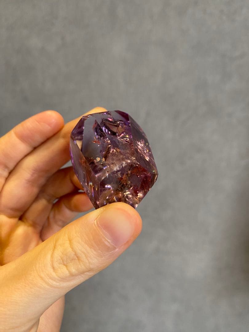 アメジスト　アメトリン　パワーストーン　置物 虹　高透明