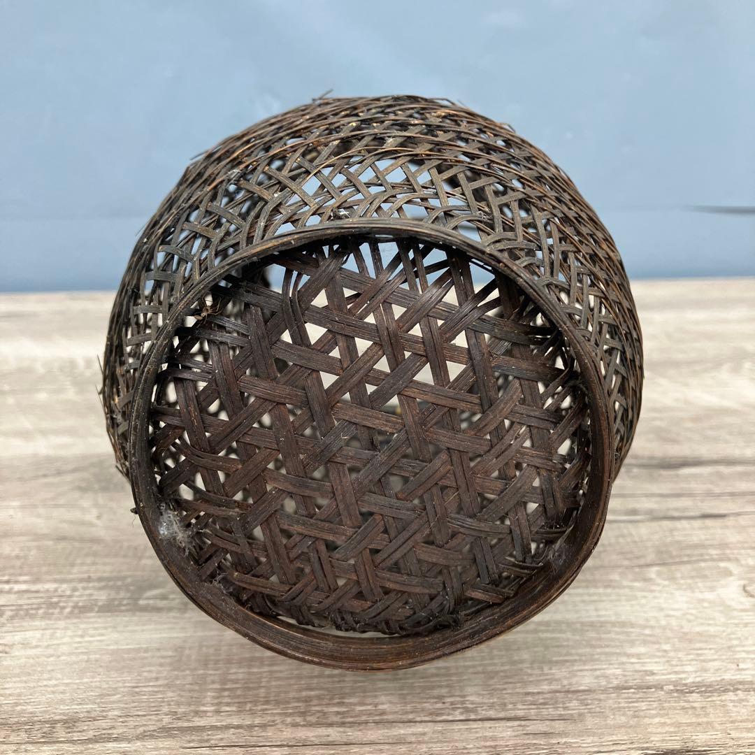 B-壁 竹細工 花籠 持ち手付き 花器 華道具 竹細工 花籠 花器 花入れ