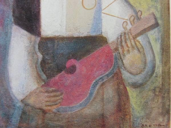 大沼映夫「マンドリンを持つ女」超希少画集より、新品額装付