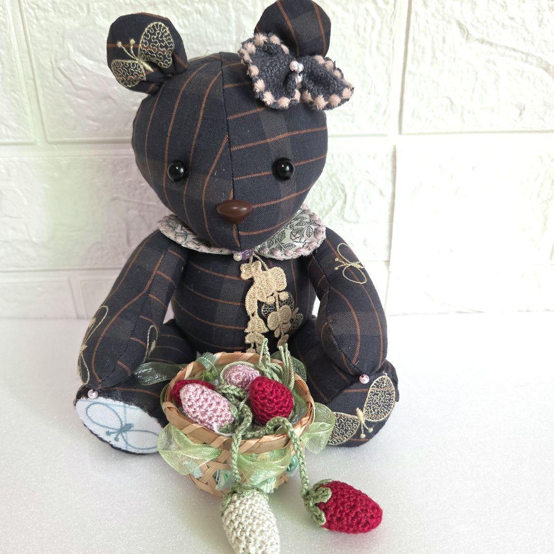 ハンドメイド　テディベア ぬいぐるみ　ミナペルホネン