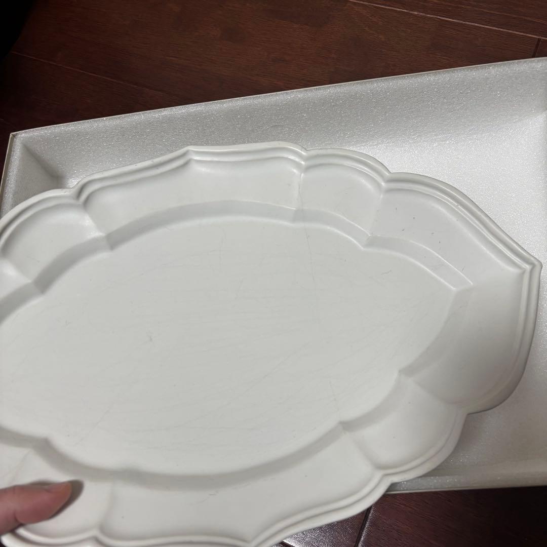 難あり　臼杵焼　オバール皿　L Usukiyaki 臼杵焼き　大皿　金継ぎ用