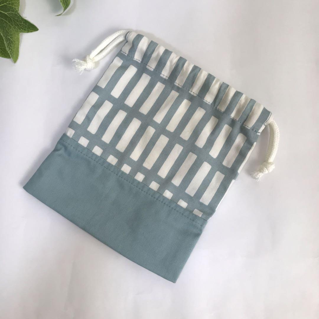 入園入学5点セット　北欧　くすみブルー　格子柄　ハンドメイド