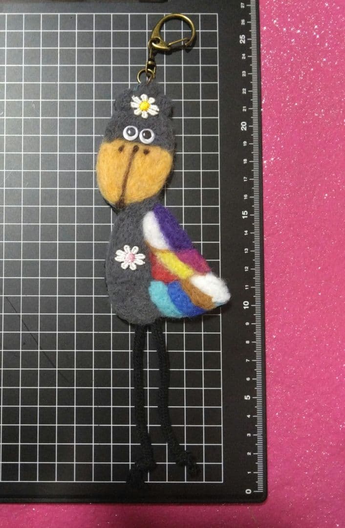 ＊ハシビロコウ＊羊毛フェルト刺繍＊キーホルダー