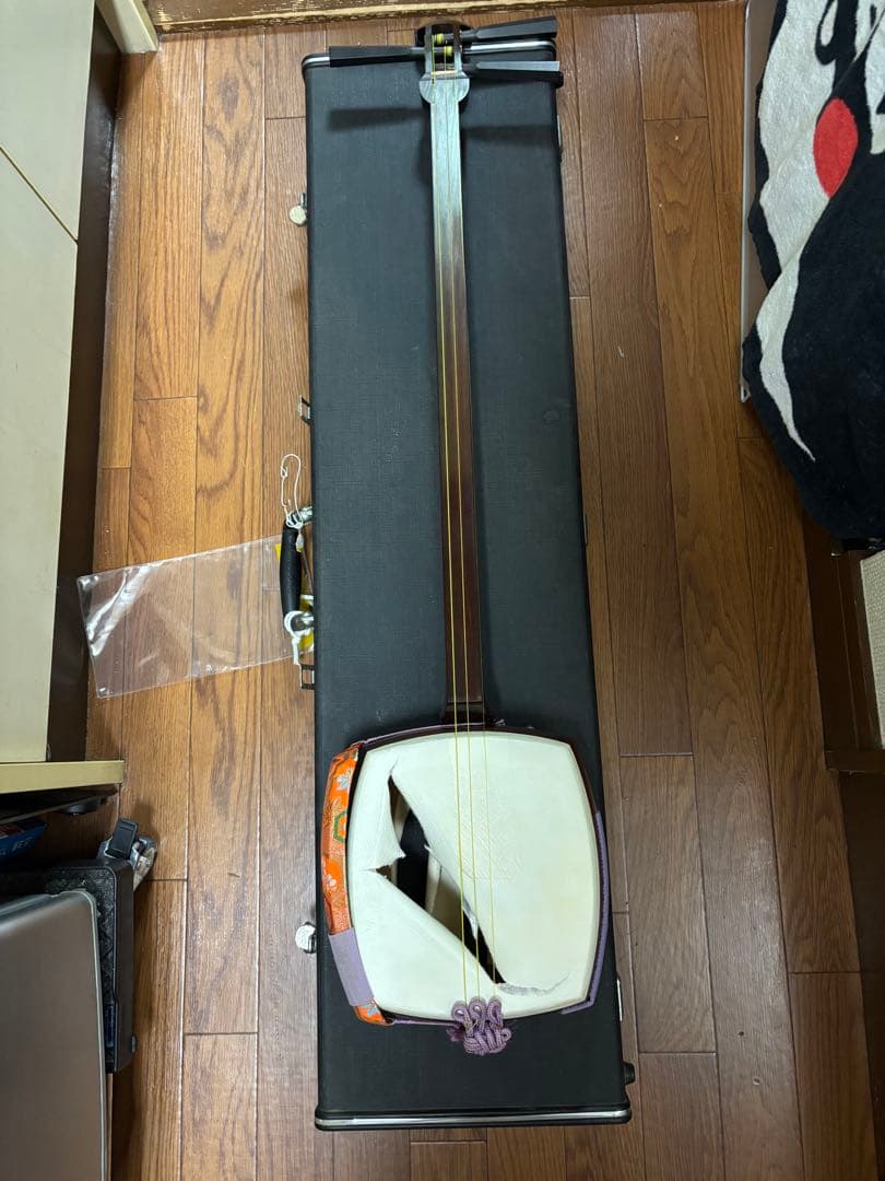 三味線 本体 青色 木製 3弦 ケース付き ×2