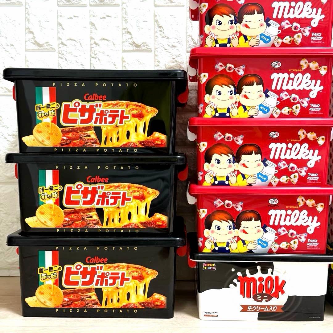 【非売品】不二家 ミルキー　じゃがりこ　お菓子　コンテナボックス　収納ボックス