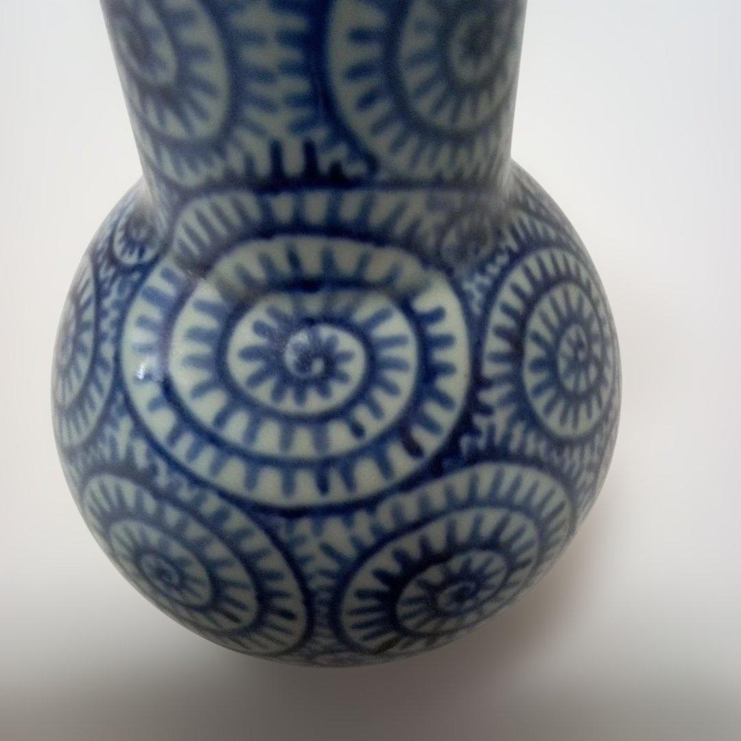 時代物　伊万里　唐草模様　杓立　花瓶　箱付き