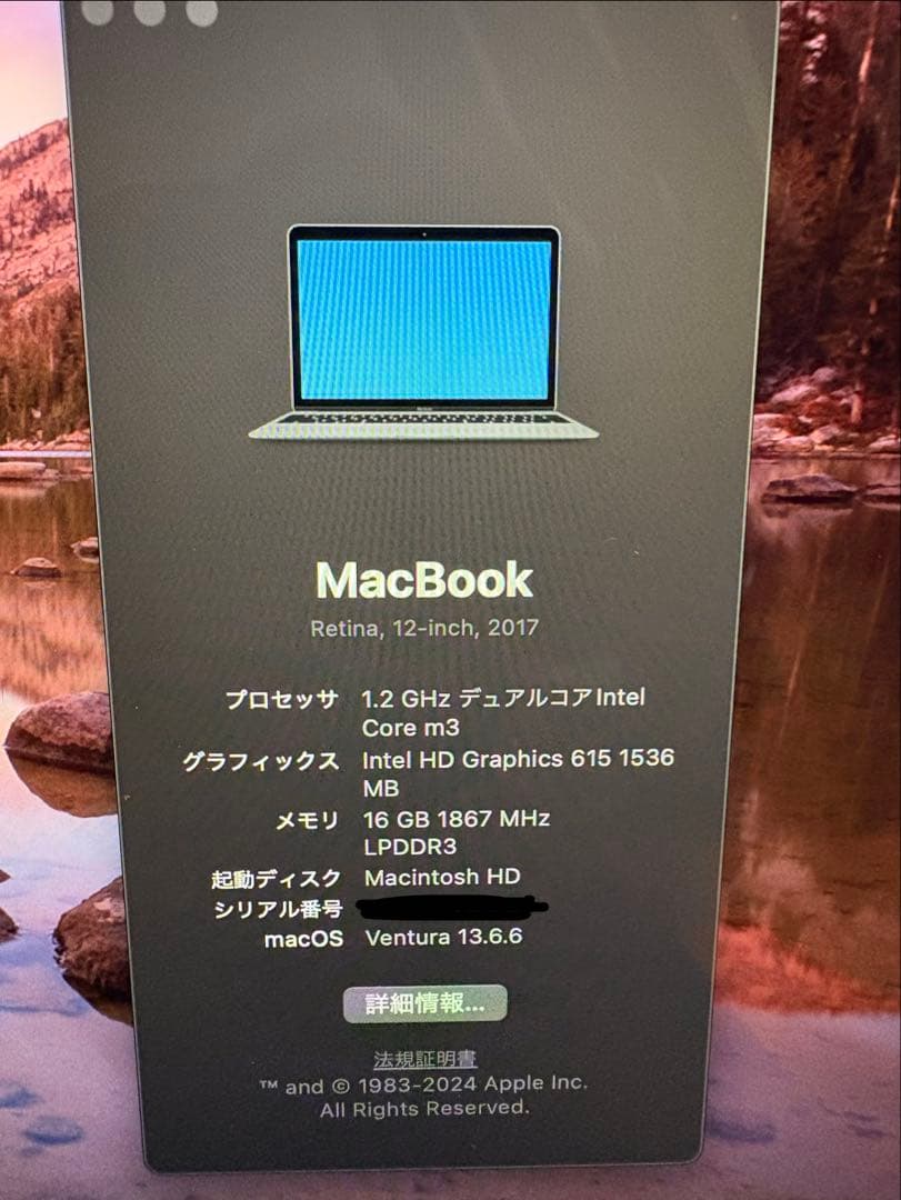 MacBook Retina 12インチ 2017 16G/256G