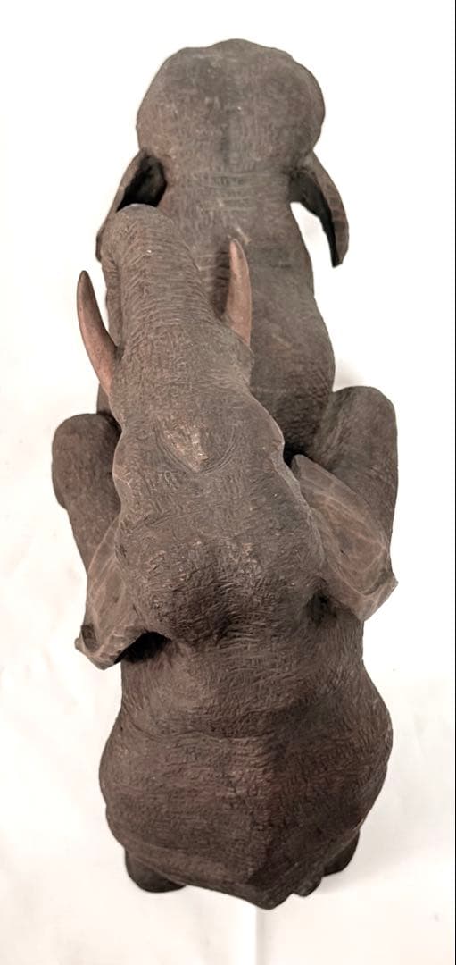 木製　一刀彫 全長42cm♪ 縁起物　象 オブジェ アンティーク　彫刻