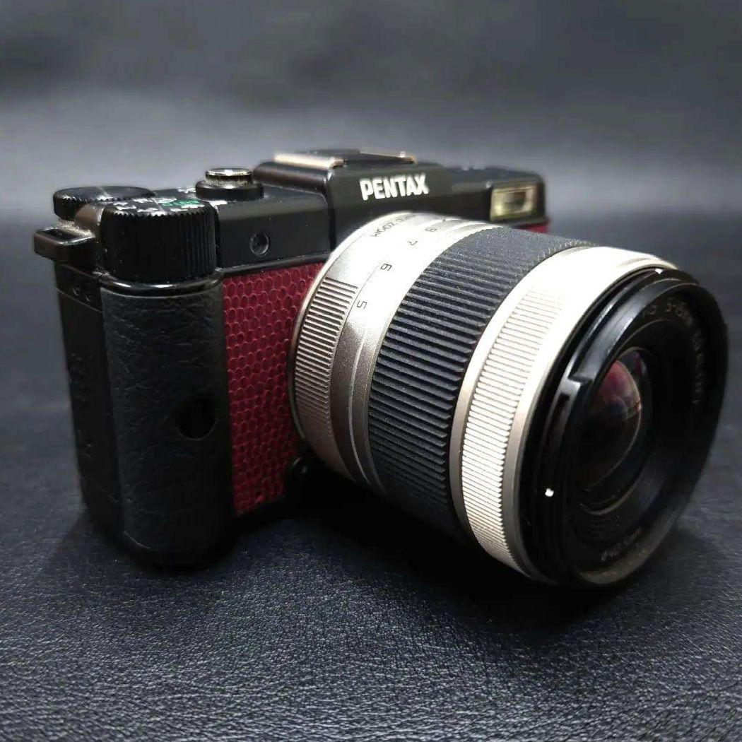 PENTAX Q ブラック×ボルドー本革 02レンズ　純正電池×2個　純正充電器