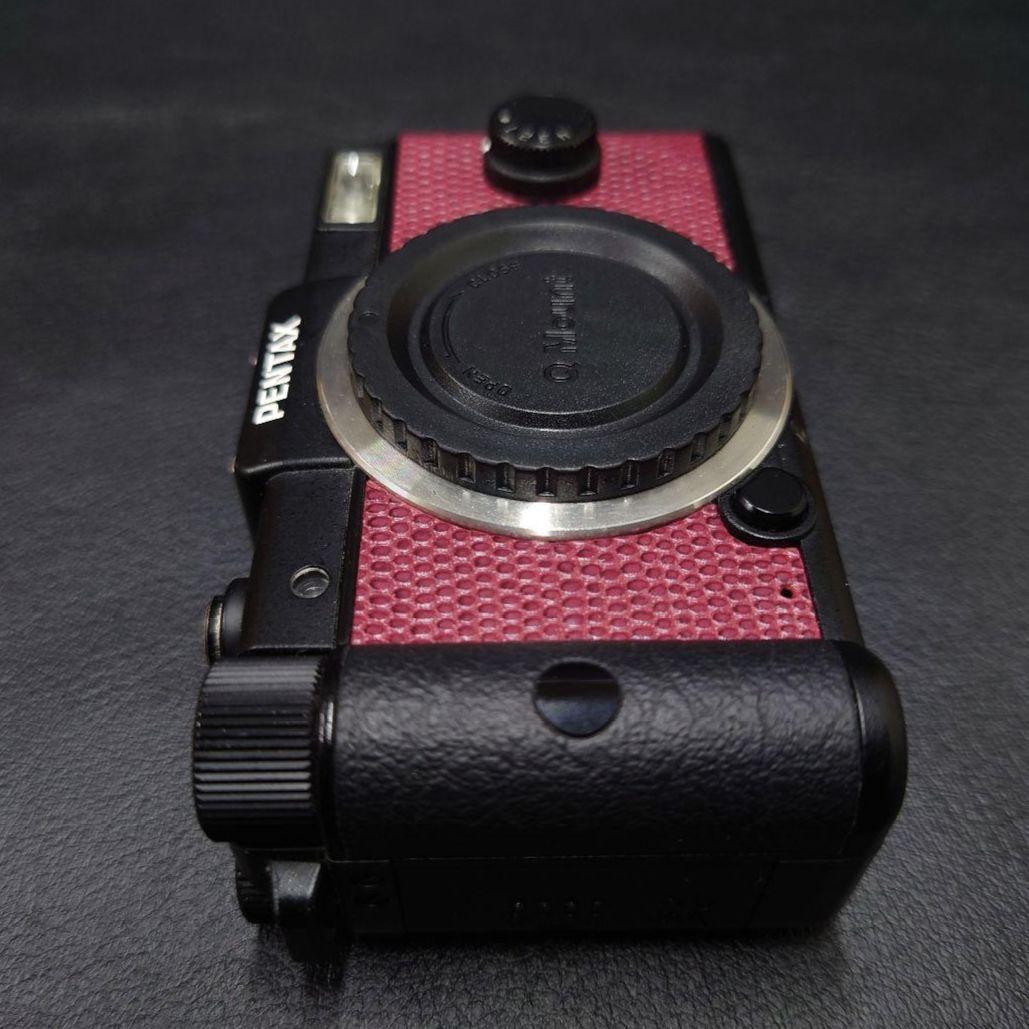 PENTAX Q ブラック×ボルドー本革 02レンズ　純正電池×2個　純正充電器