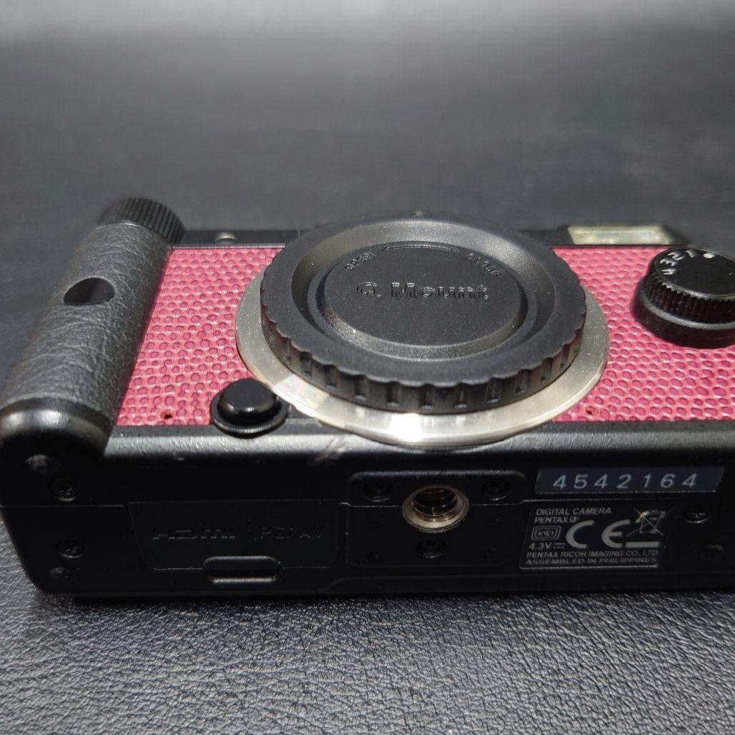 PENTAX Q ブラック×ボルドー本革 02レンズ　純正電池×2個　純正充電器