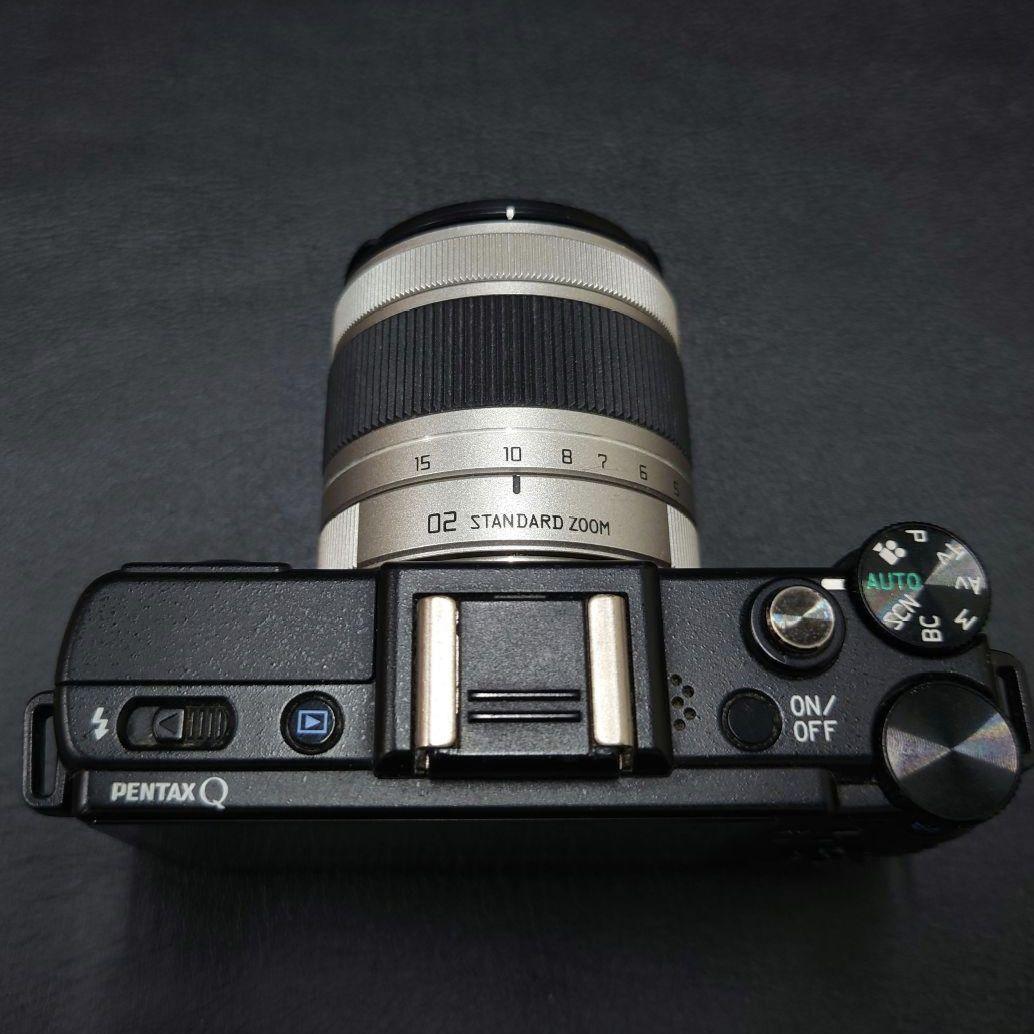 PENTAX Q ブラック×ボルドー本革 02レンズ　純正電池×2個　純正充電器