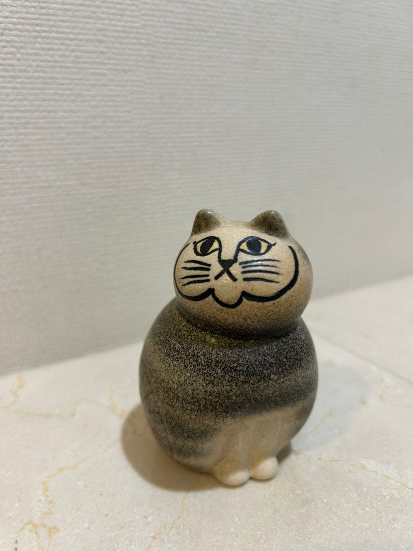リサラーソン ミア　猫の陶器フィギュア 灰色のストライプ