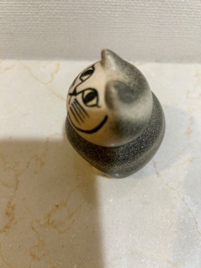 リサラーソン ミア　猫の陶器フィギュア 灰色のストライプ