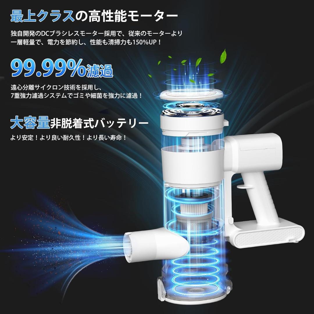 掃除機 コードレス 45000Pa超強力吸引力 ブラシレスモーター