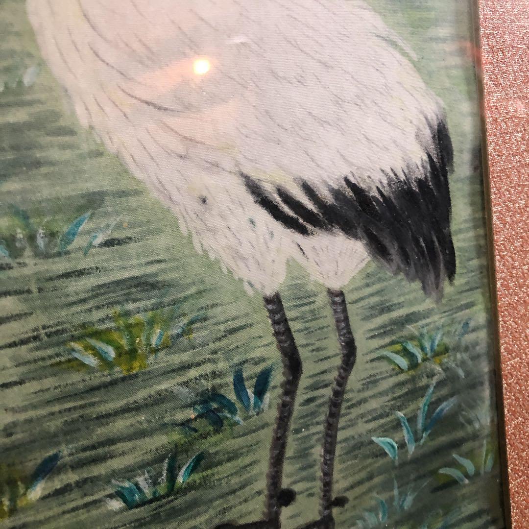 【和】古民家 蔵出し　古美術　作家手描き鶴絵