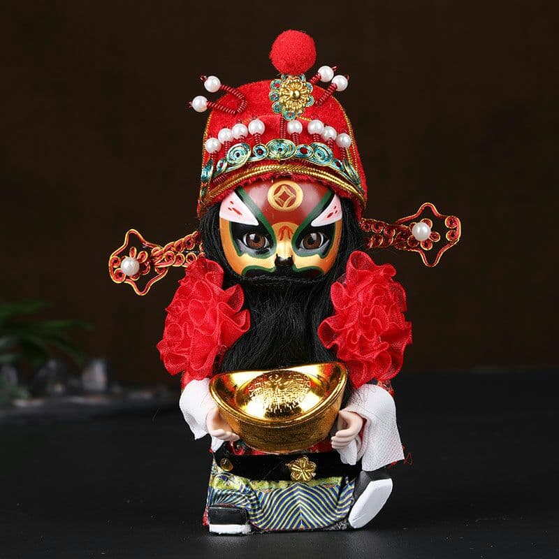 中国風京劇の人物の隈取り北京の記念品の絹人形が飾られています2