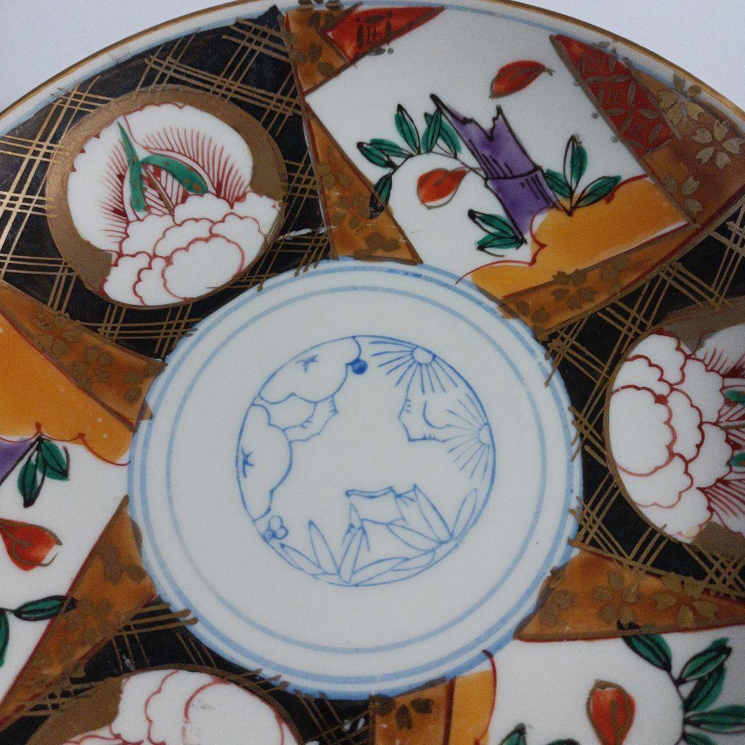 金彩　伊万里　古伊万里　皿　赤絵　明治時代　手描き　アンティーク　骨董　４枚