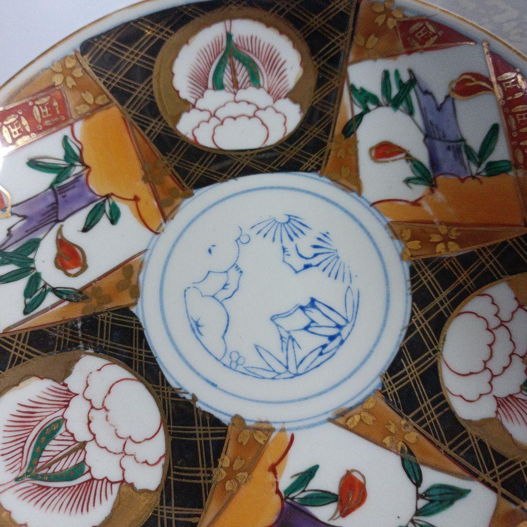 金彩　伊万里　古伊万里　皿　赤絵　明治時代　手描き　アンティーク　骨董　４枚