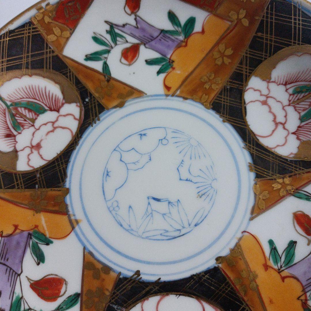 金彩　伊万里　古伊万里　皿　赤絵　明治時代　手描き　アンティーク　骨董　４枚