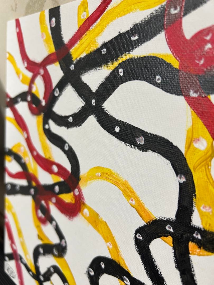 【早い者勝ち】抽象画 赤 黒 黄色 254mm×203mm