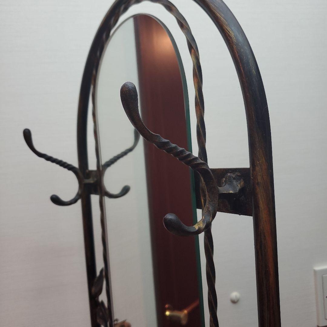 アンティーク  ミラー付き アイアン　スリッパラック&フラワースタンド