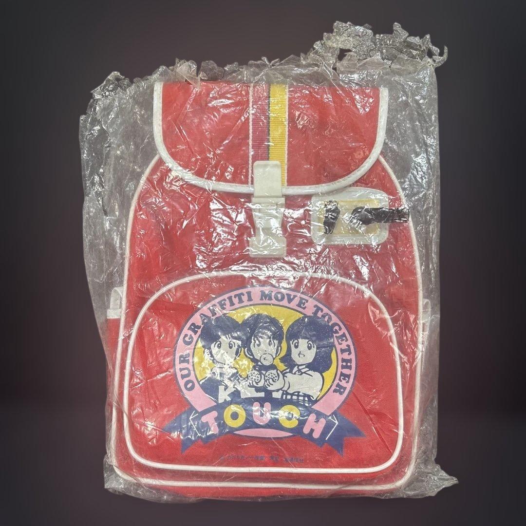 タッチ 当時物 未使用 レアTOUCH キャラクター リュックバッグ 赤 レトロ