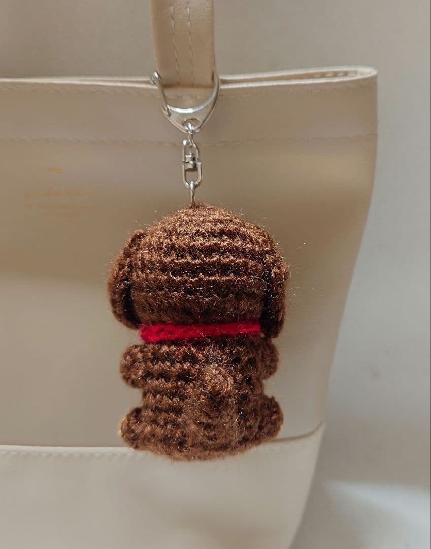 ミニチュアダックス（茶×キャメル）キーホルダー(大)