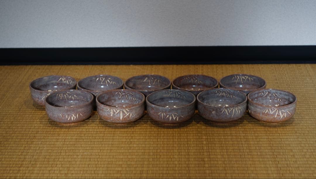 浅見与し三 造 竹絵 向付 10客 共箱 懐石料理道具