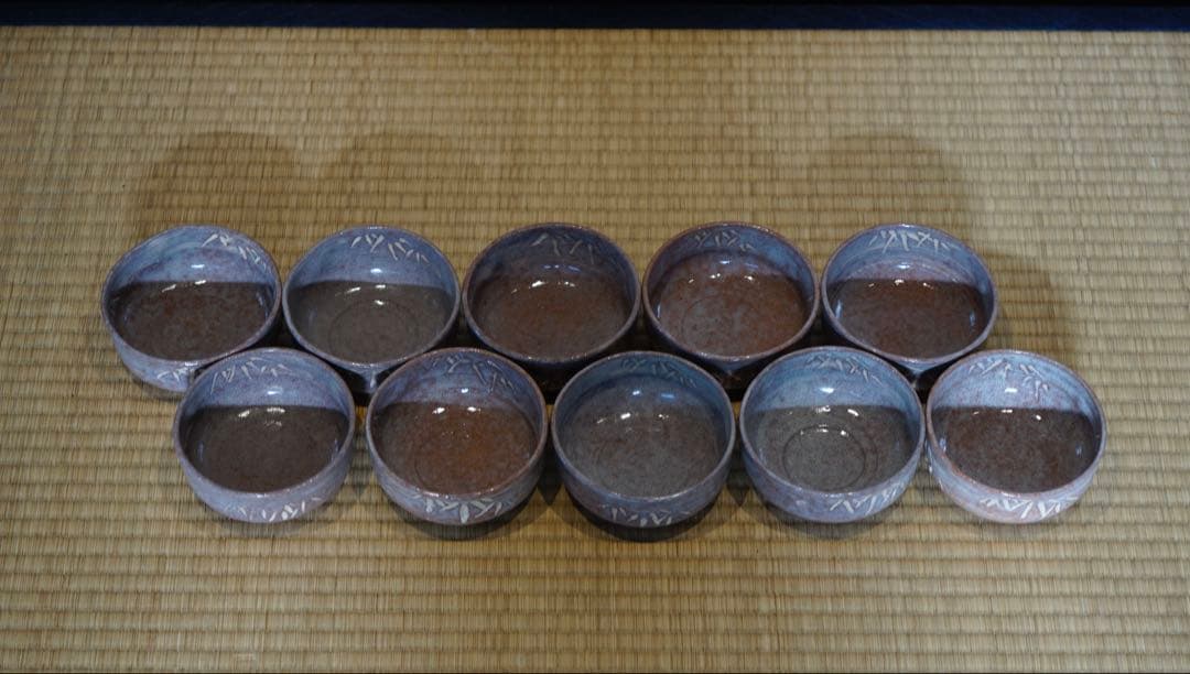 浅見与し三 造 竹絵 向付 10客 共箱 懐石料理道具
