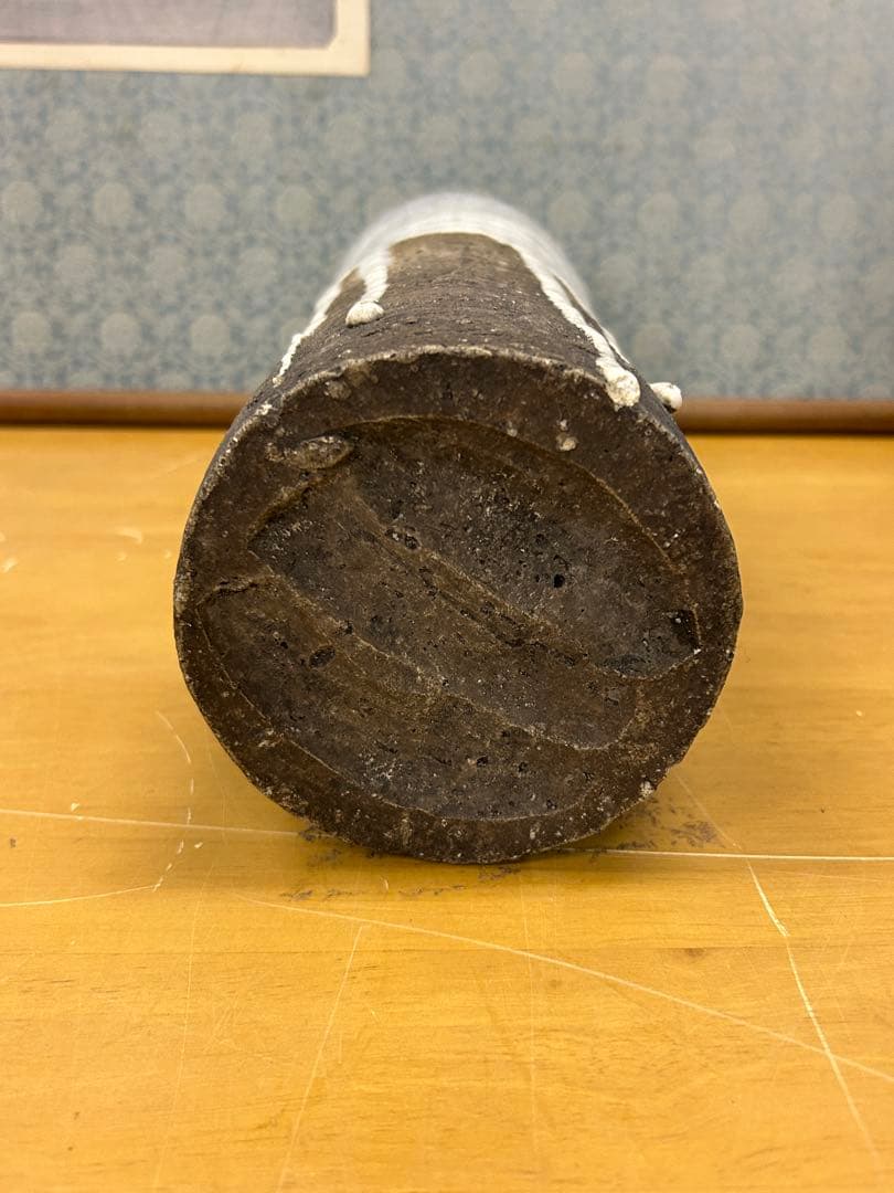 木米造 円筒形 陶器 花瓶 黒白