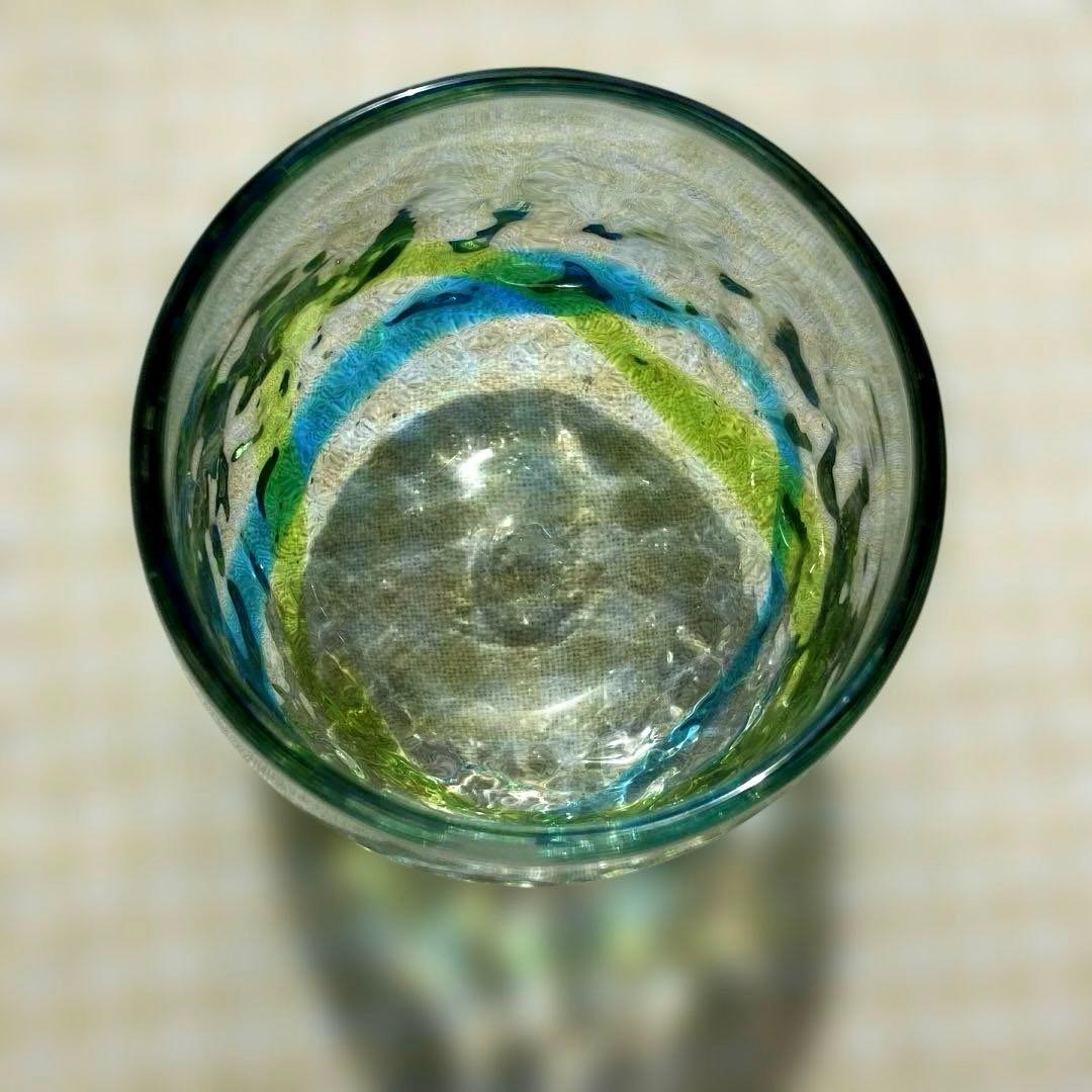 琉球ガラス　波模様グラス　2個セット