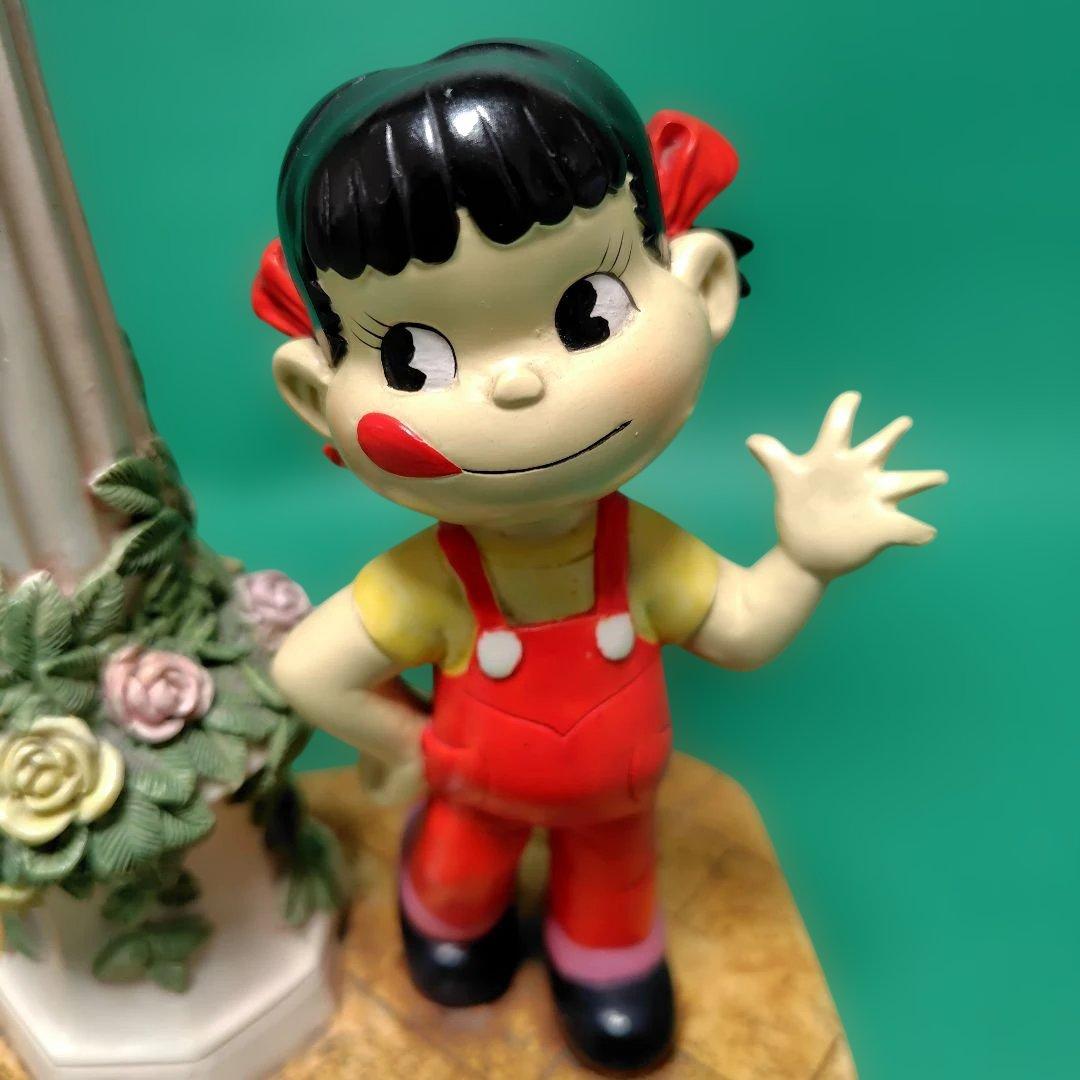 ☆昭和レトロ ☆不二家ペコちゃん 陶器製ガス灯 置き時計（USED／動作確認済）