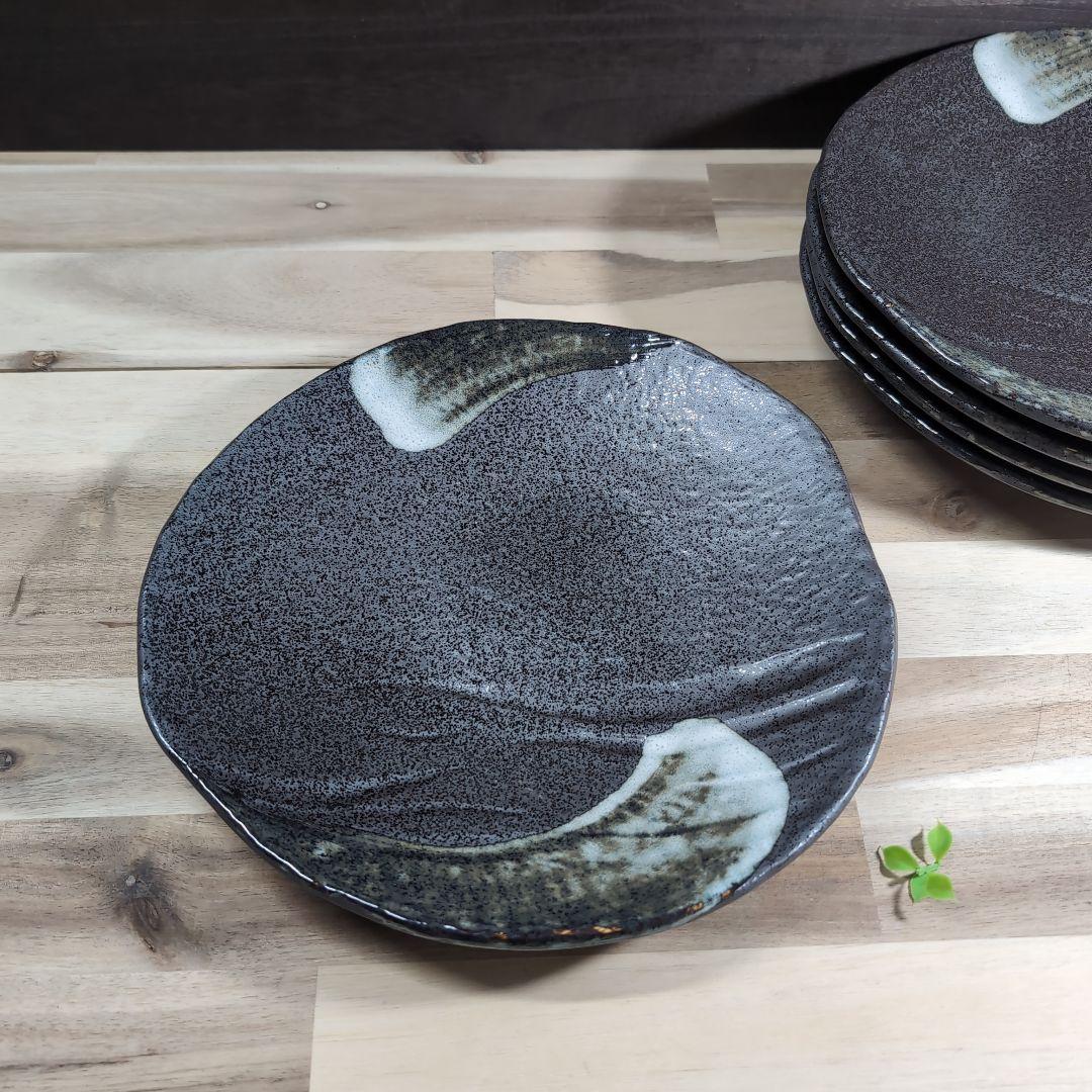 美濃焼/白刷毛目変形9.0大皿　5枚組 【A級/未使用/限定品】