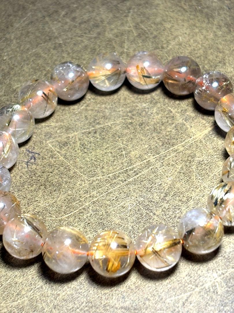 ゴールドシルバータイチンルチルブレスレット 約10.5㎜大玉（新品未使用）金運