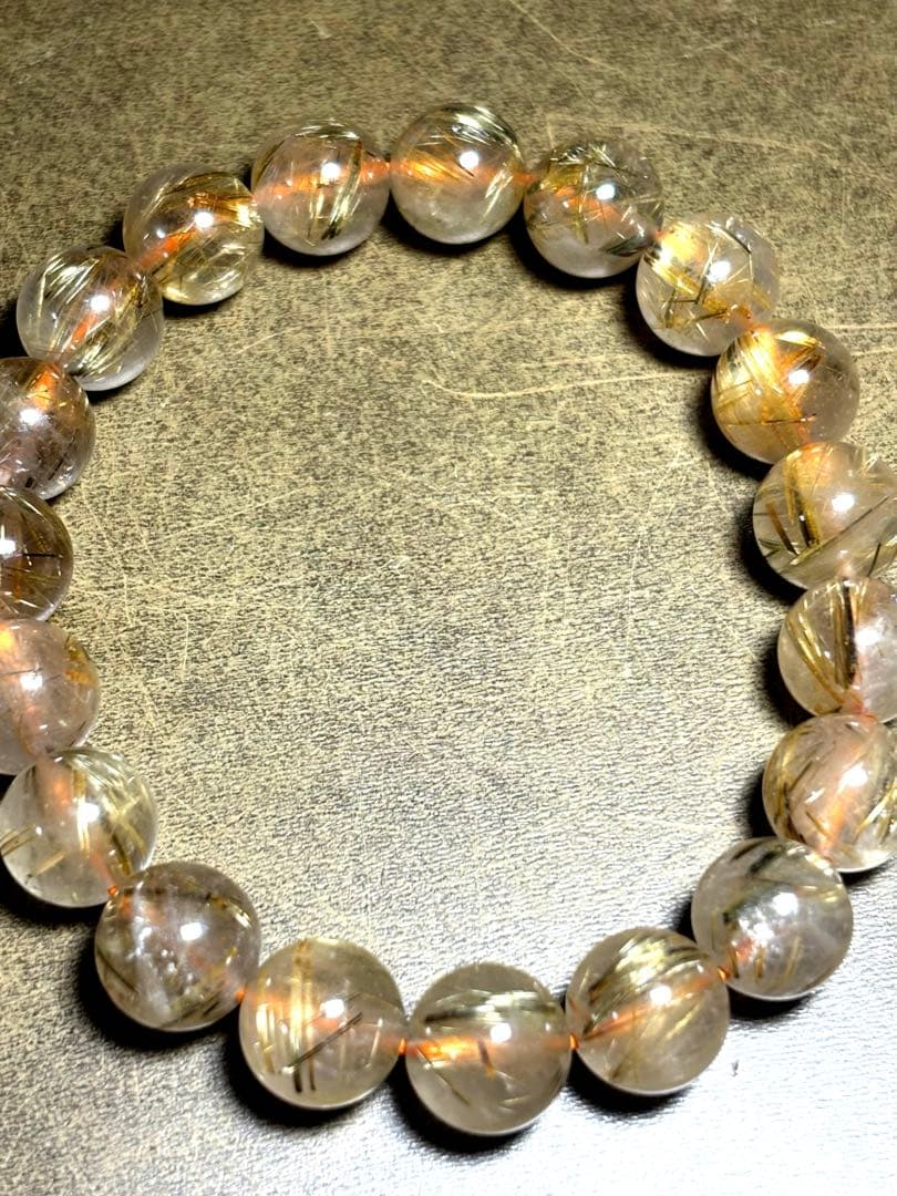 ゴールドシルバータイチンルチルブレスレット 約10.5㎜大玉（新品未使用）金運