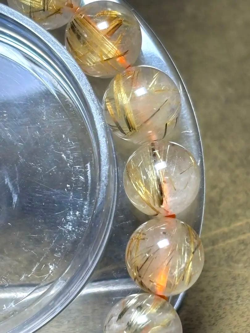 ゴールドシルバータイチンルチルブレスレット 約10.5㎜大玉（新品未使用）金運