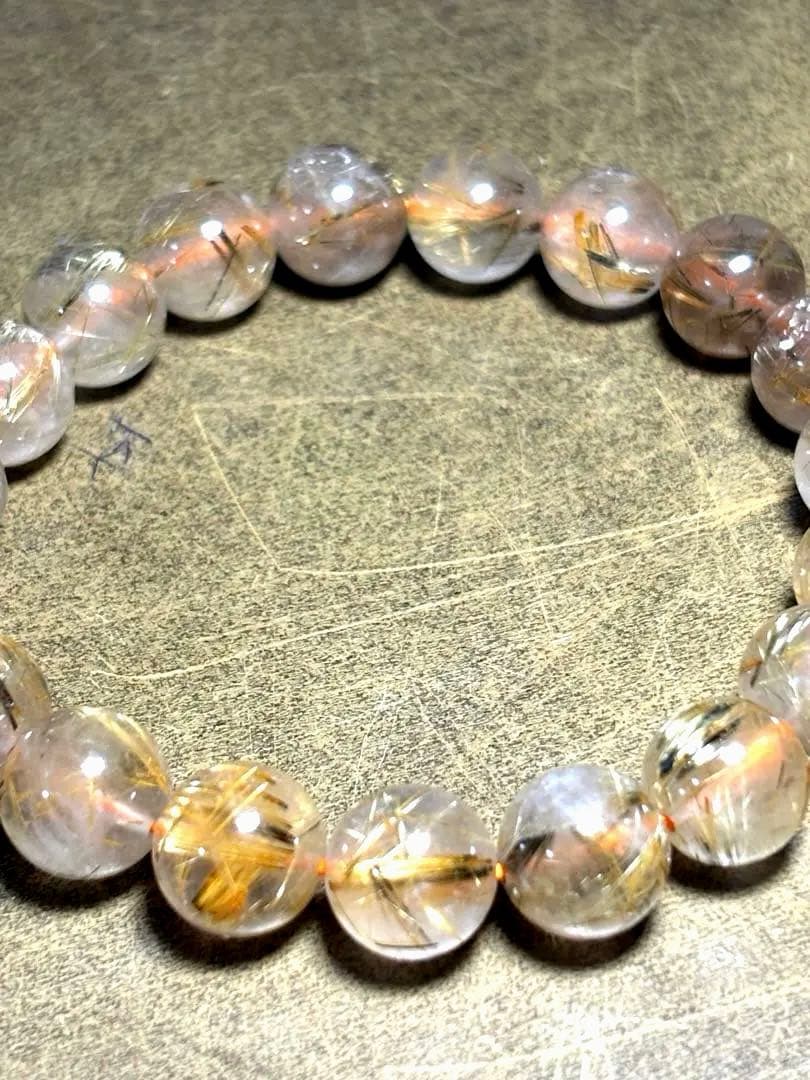 ゴールドシルバータイチンルチルブレスレット 約10.5㎜大玉（新品未使用）金運