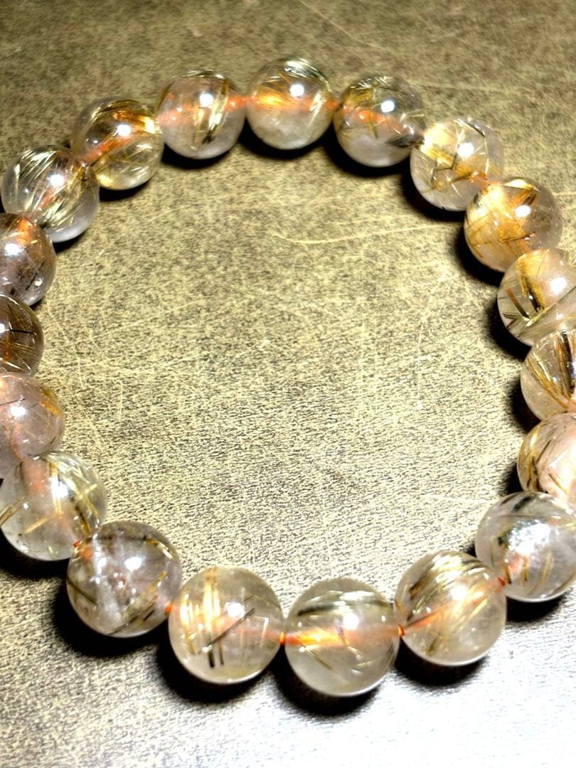 ゴールドシルバータイチンルチルブレスレット 約10.5㎜大玉（新品未使用）金運